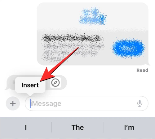 Chọn Insert trong tin nhắn iPhone