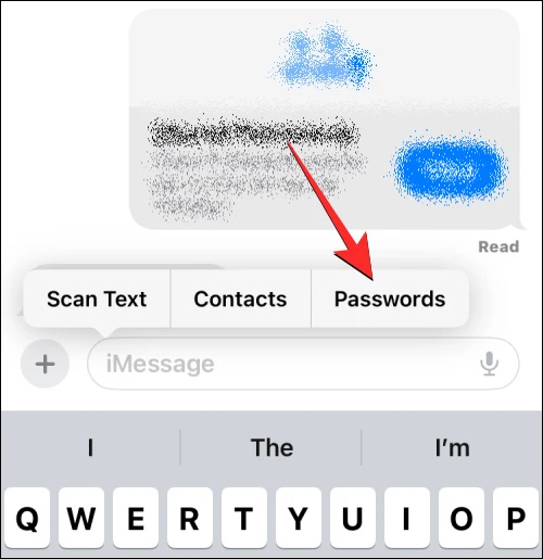 Chọn chia sẻ mật khẩu trong tin nhắn iPhone 