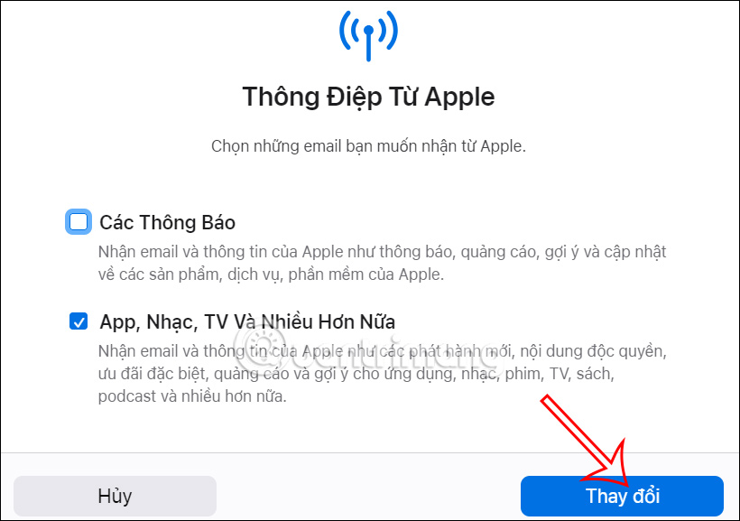 Không nhận email từ Apple