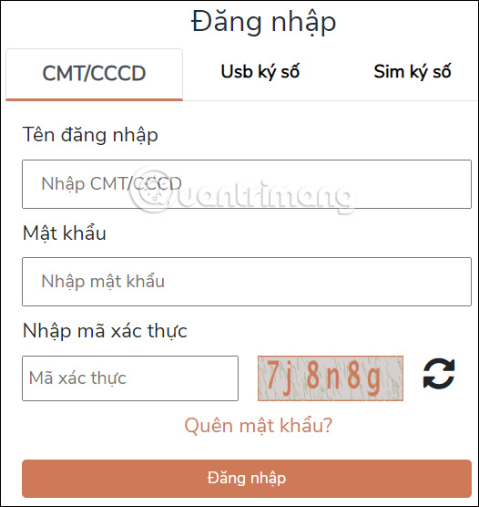 Tài khoản Cổng Dịch vụ công Quốc gia