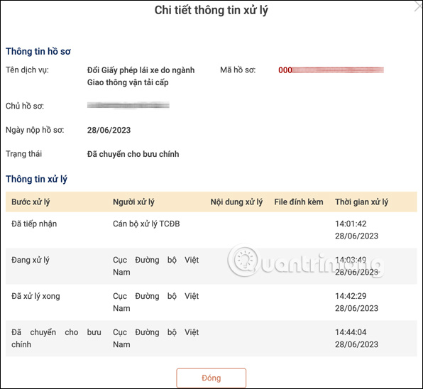 Thông tin hồ sơ đổi GPLX online