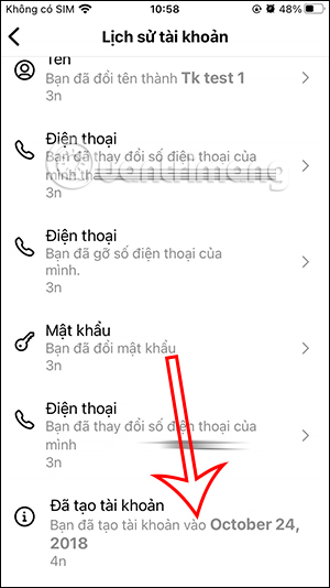 Thời gian tạo tài khoản Instagram cá nhân