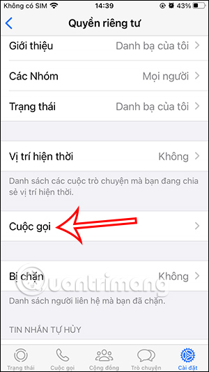 Chỉnh Cuộc gọi trên WhatsApp