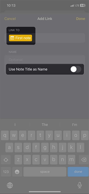 Tắt thiết lập Use Note Title as Name iPhone 