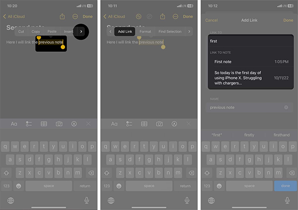 Nhập tiêu đề mới cho ghi chú chèn trong iPhone 