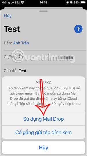 Sử dụng tính năng Mail Drop iPhone 