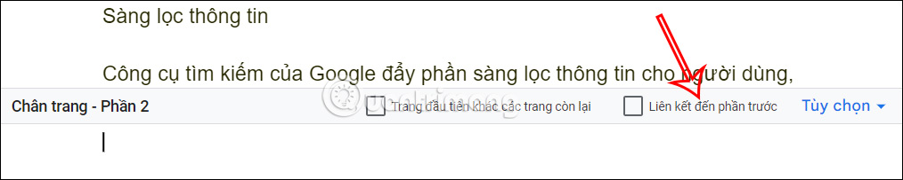 Tách trang Google Docs 
