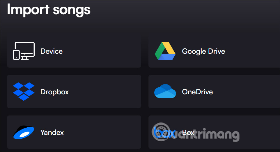 Nguồn nhập nhạc vào eSound Music