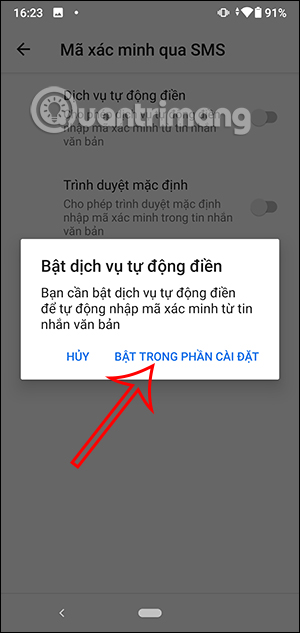 Bật tự động điền cho dịch vụ
