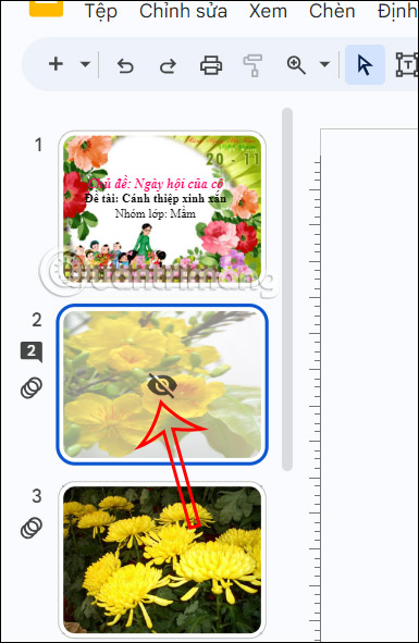 Slide đã ẩn trên Google Slides