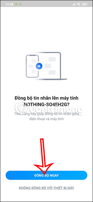 Đồng bộ tin nhắn trên Zalo điện thoại