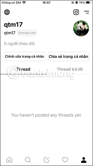 Threads account interface