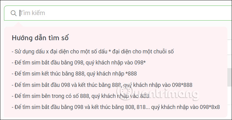 Tìm kiếm sim Viettel trên máy tính