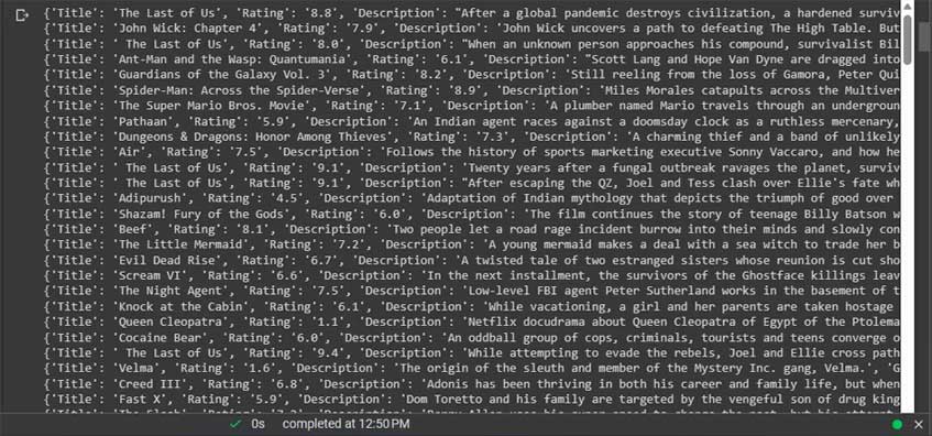 Kết quả khai thác dữ liệu trên web