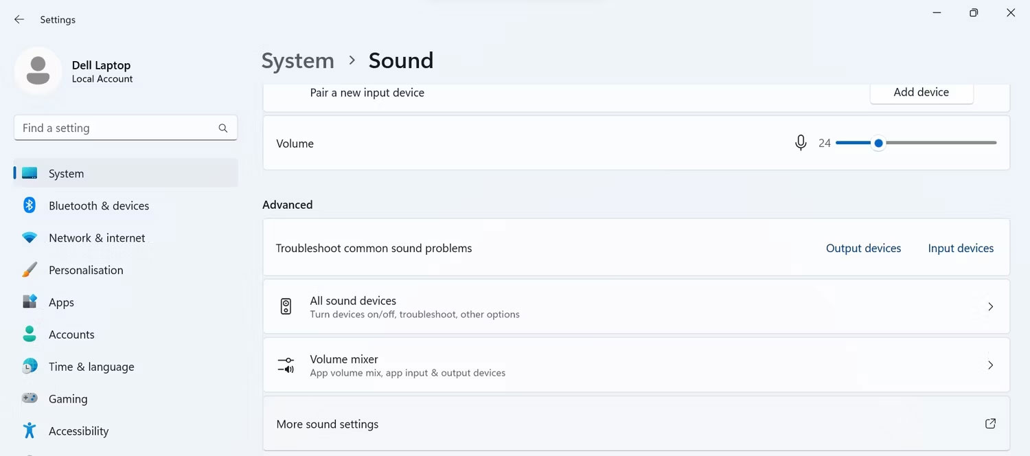 Chuyển đến More sound settings trong cài đặt âm thanh