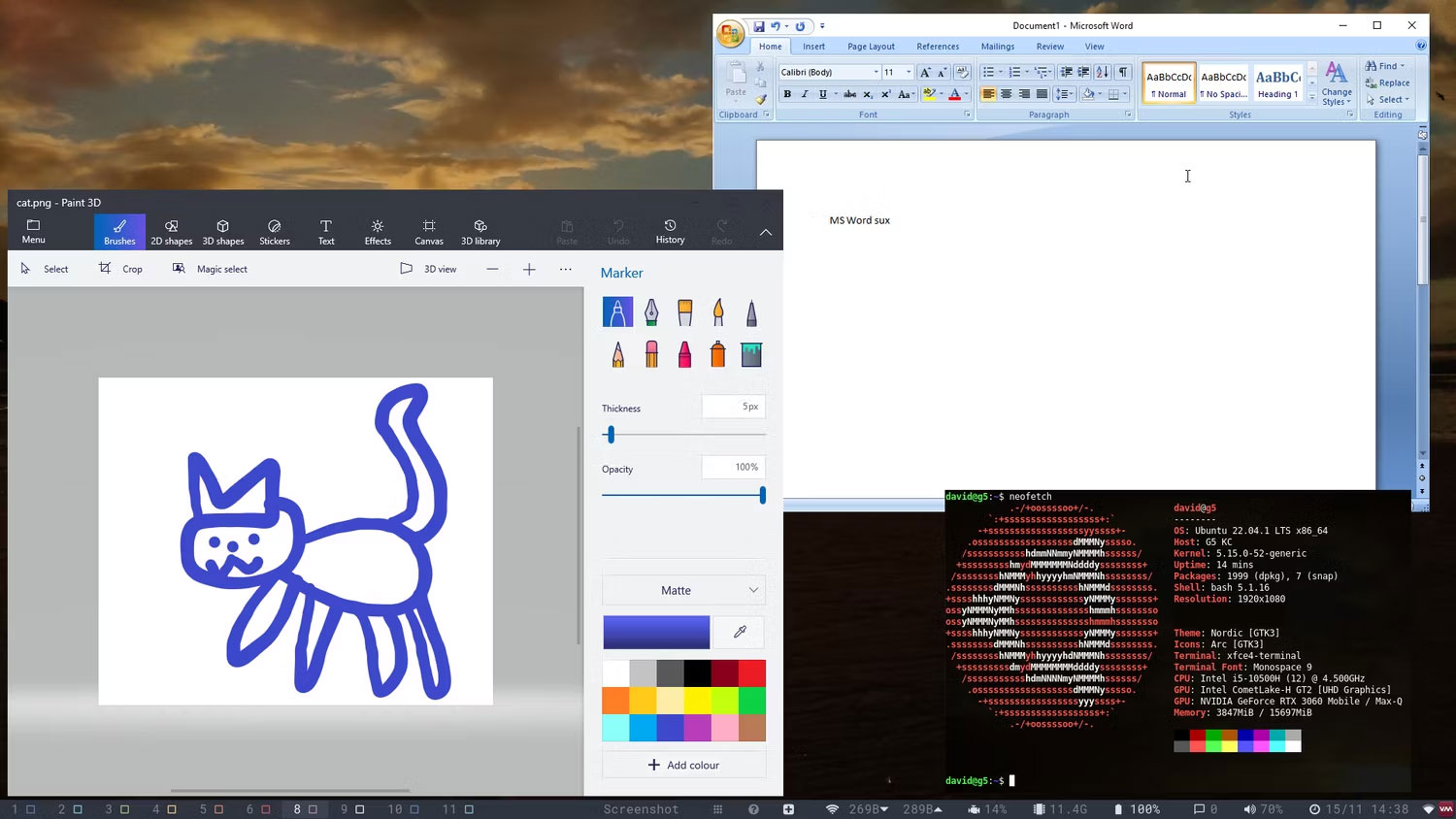 WinApps trên Linux bao gồm Word 97 và Paint 3D