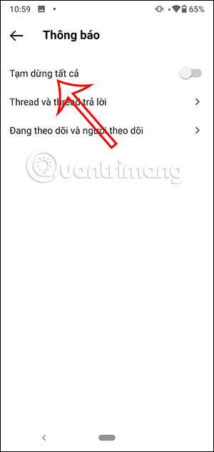 Tạm dừng thông báo ứng dụng Threads
