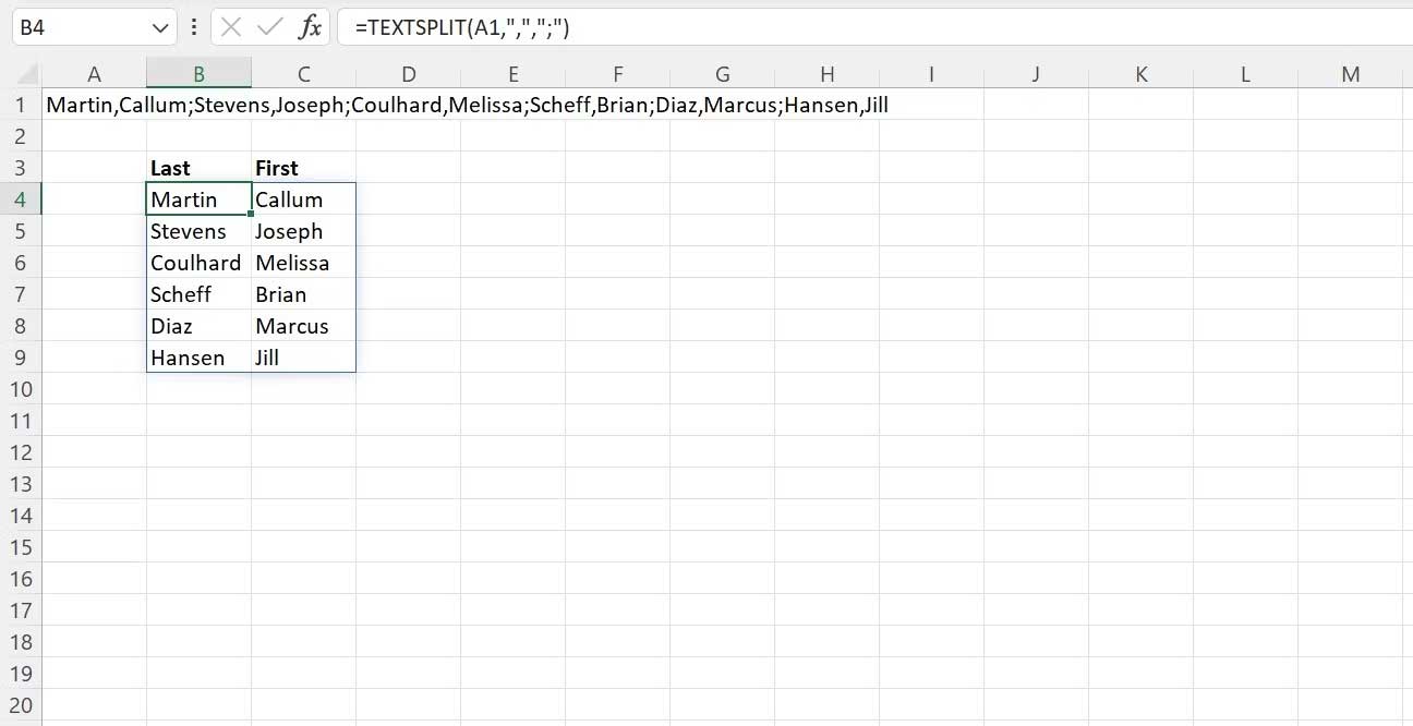 Hướng dẫn dùng hàm TEXTSPLIT trong Excel
