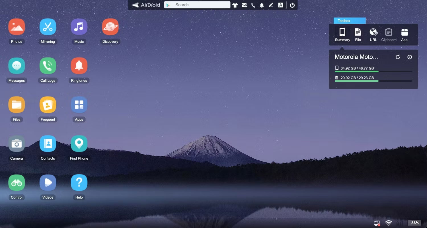 Truy cập điện thoại từ máy tính bằng AirDroid