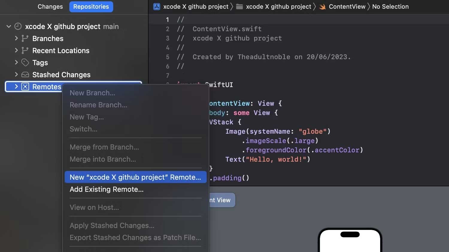 Tạo thành công repository mới