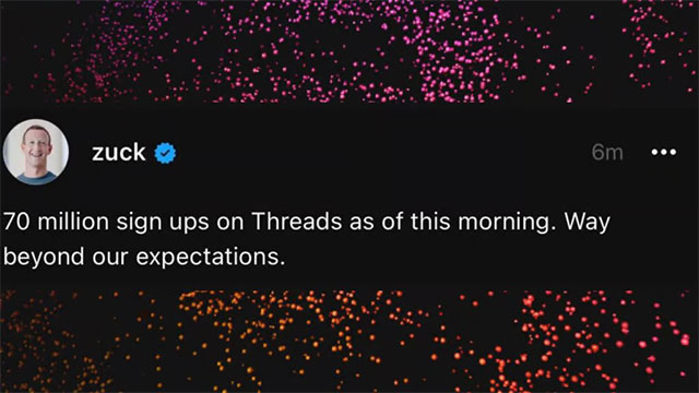 Threads đạt 70 triệu người dùng