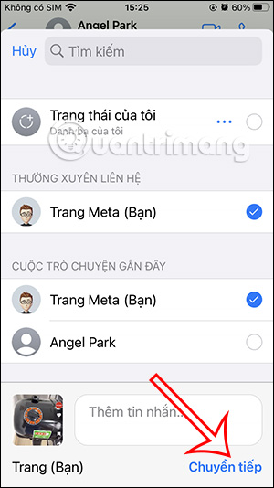 Chuyển tiếp tin nhắn WhatsApp cho chính bạn