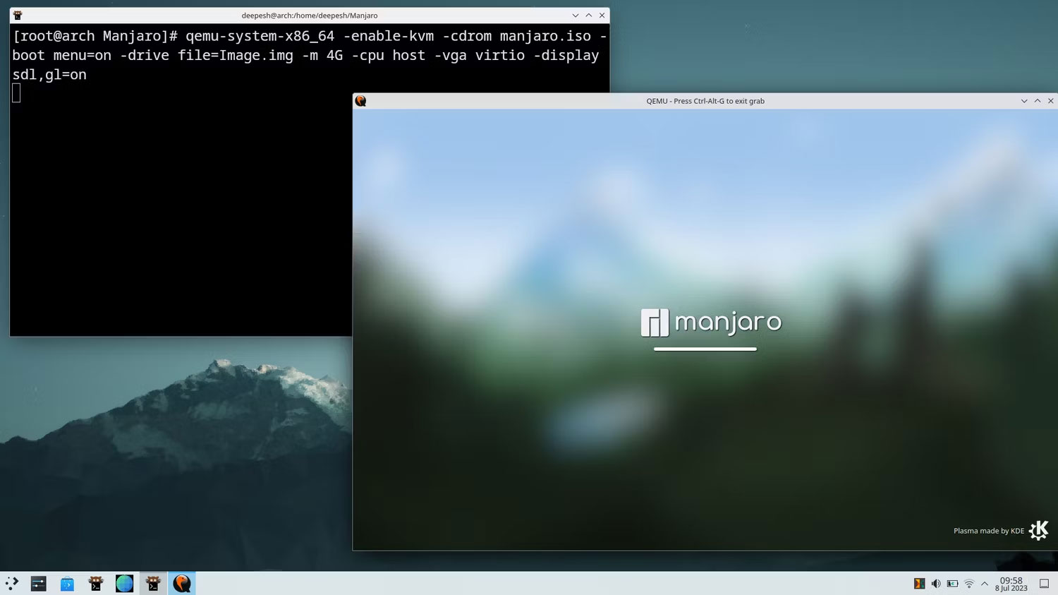 Tạo một KVM trong Arch Linux bằng QEMU CLI