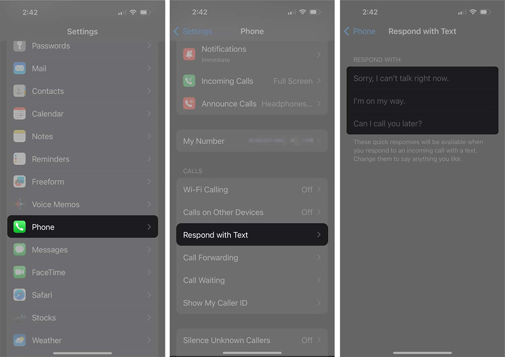 Phản hồi nhanh cuộc gọi trên iPhone