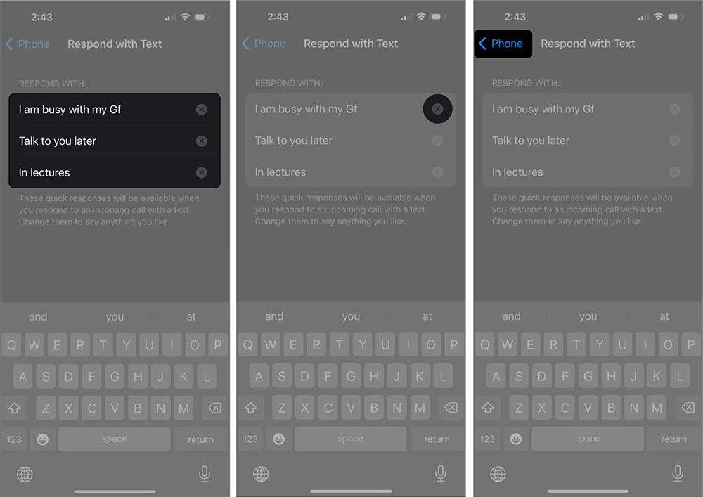 Chỉnh phản hồi nhanh cuộc gọi trên iPhone