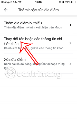Thay đổi các thông tin