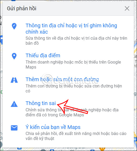 Chỉnh thông tin sai Google Maps trên bản đồ