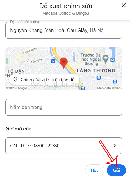 Nhập nội dung cần đổi trên Google Maps