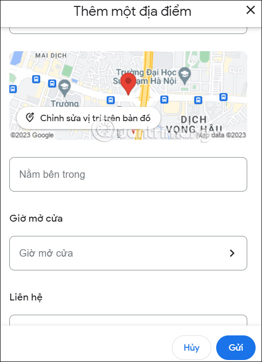 Điền địa điểm chi tiết