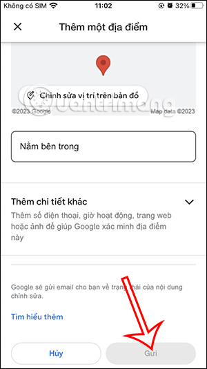 Gửi địa điểm thêm vào Google Maps