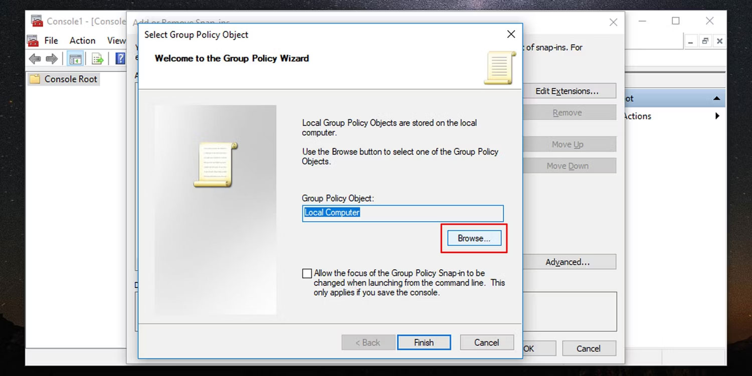 Cách áp dụng Local Group Policy cho tài khoản người dùng cụ thể trong Windows 10/11 3 Chọn Group Policy Object cho một người dùng cụ thể