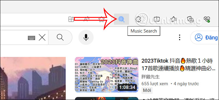 Nhấn biểu tượng tiện ích Music Search