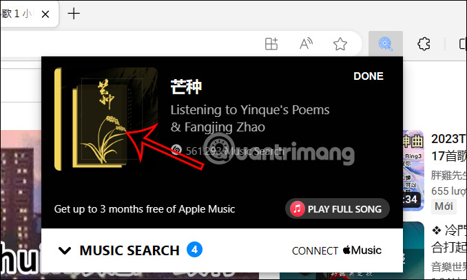 Tiện ích Music Search tìm bài hát
