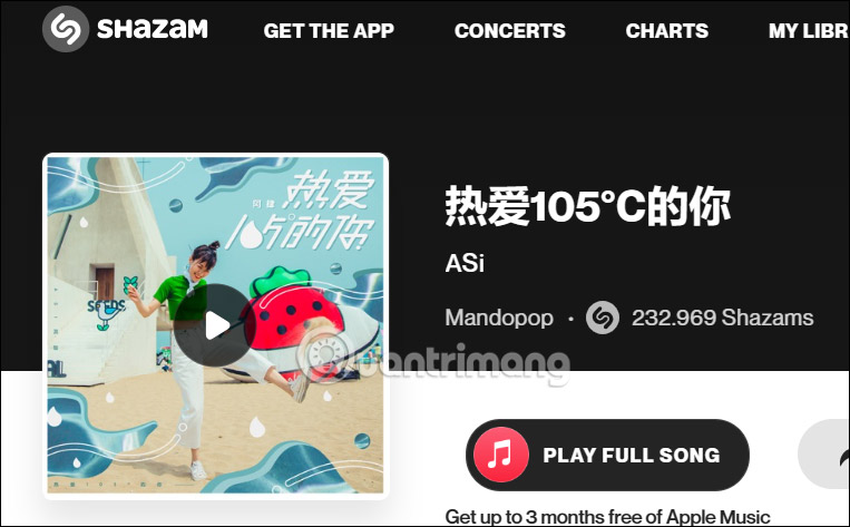 Nghe nhạc trên Shazam