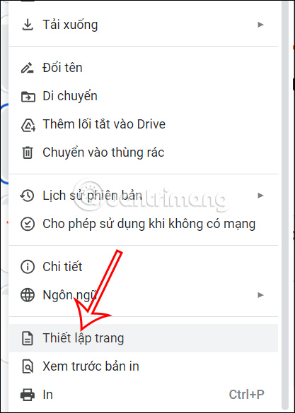 Thiết lập trang Google Slides