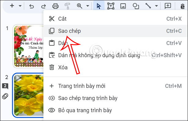 Sao chép hình ảnh trong Google Slides