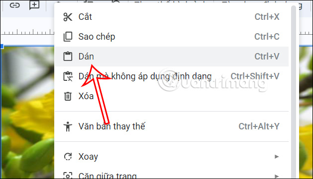 Paste ảnh trong Google Slides