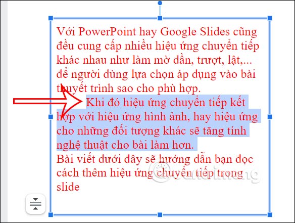 Thụt lề văn bản bằng phím tắt trên Google Slides