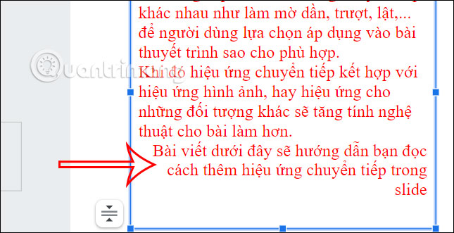 Phím tắt thụt lề trên Google Slides