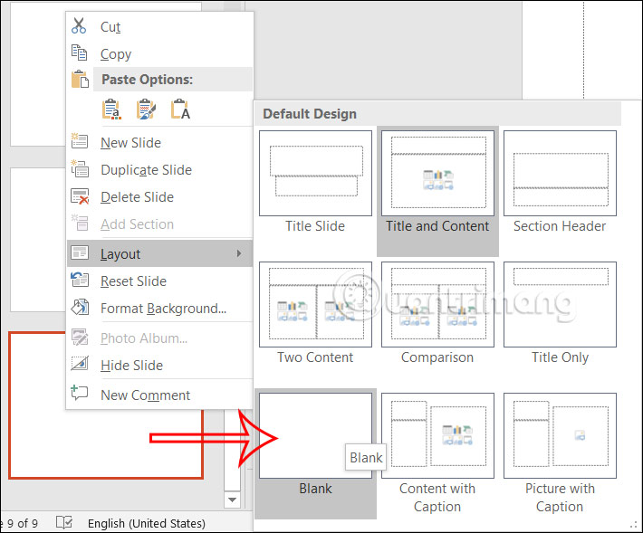 Tạo slide trắng trên PowerPoint