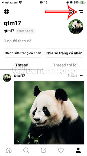 Tùy chọn tài khoản Threads cá nhân