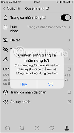 Chuyển tài khoản Threads công khai