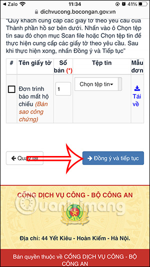 Gửi hồ sơ báo mất hộ chiếu online