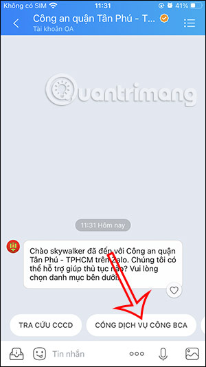 Cổng dịch vụ công Bộ Công An