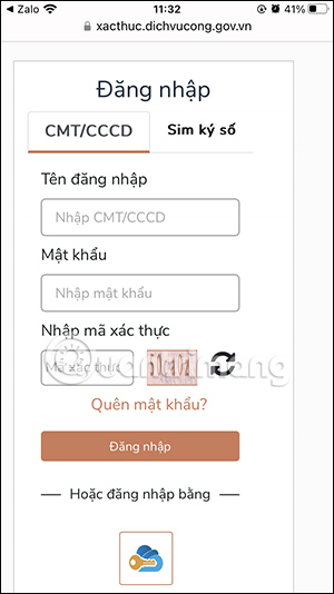 Tài khoản Cổng dịch vụ công quốc gia
