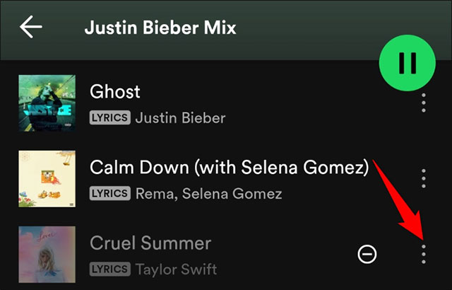 Nhấn vào ba dấu chấm